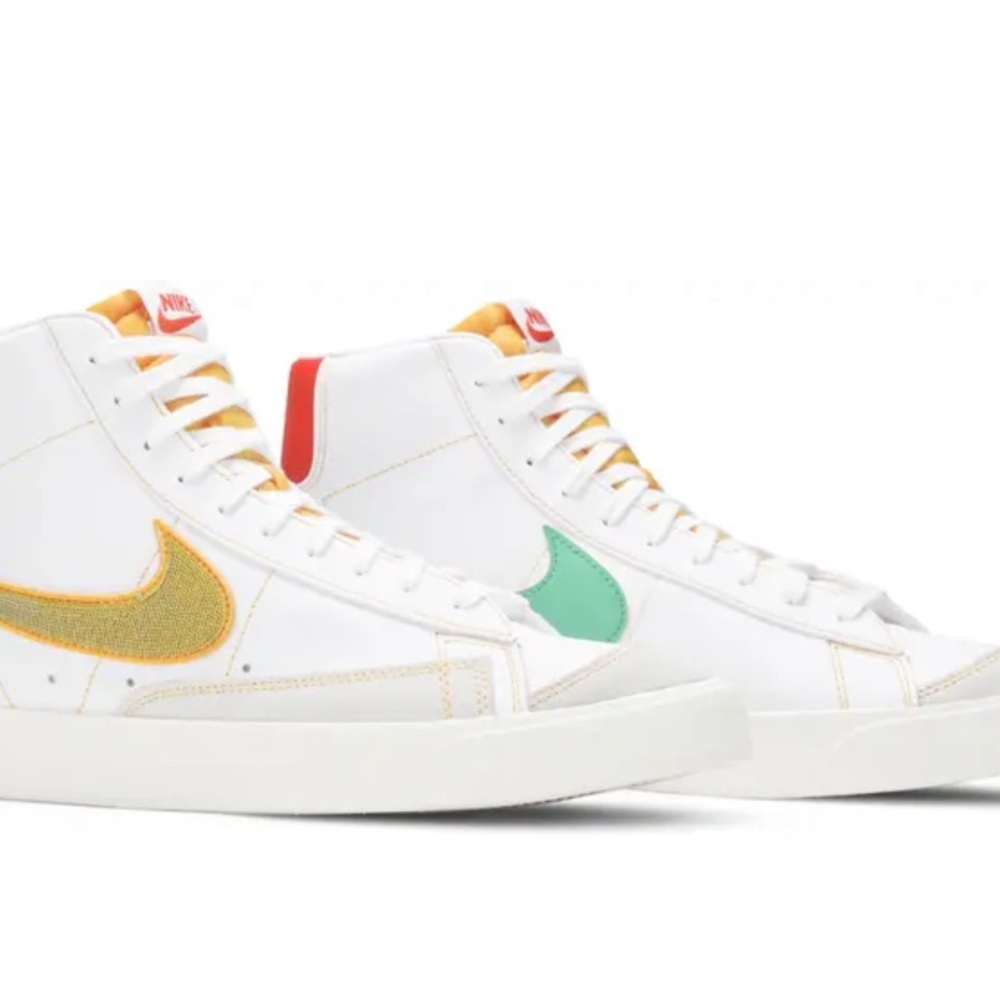 Nike White Sneakers with Orange and Green Accents